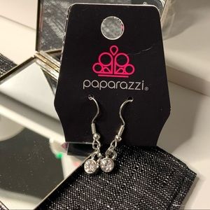 6/$20 Paparazzi Accessories Silver Tone Round Rhinestone Drop Earrings New